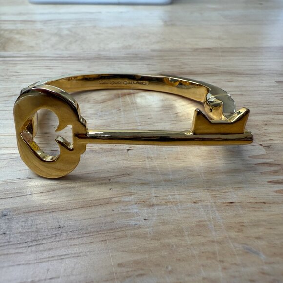 Kate Spade Gold Plated Heart Key Bangle Bracelet 6.75 Inch - Picture 8 of 15